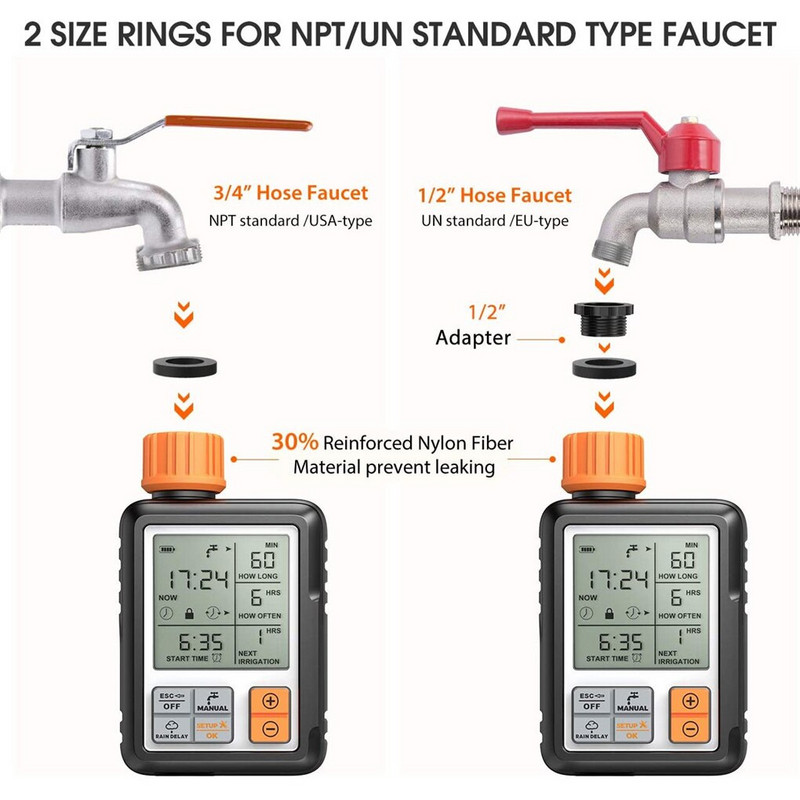 Laistymo laikmatis Automatinis išmaniojo laiko laistymo purkštuvas didelio ekrano laistymo sistema sodo augalams Vejos ciklo laistymo laikmatis