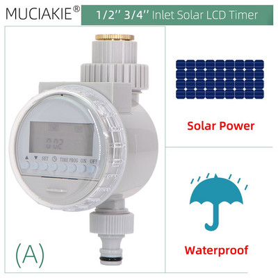 Pilkos spalvos saulės energijos vandens laikmačiai Drėkinimo solenoidinio vožtuvo valdiklis, atsparus vandeniui, energiją taupanti laiko nustatyta šiltnamio drėkinimo sistema