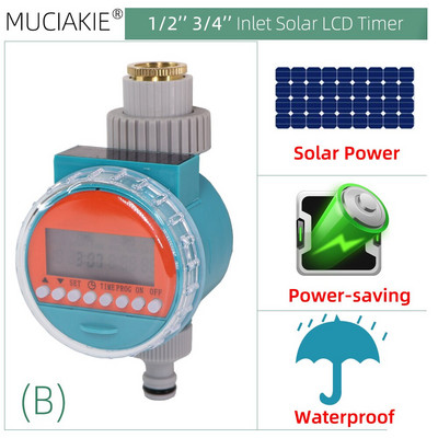 Pilkos spalvos saulės energijos vandens laikmačiai Drėkinimo solenoidinio vožtuvo valdiklis, atsparus vandeniui, energiją taupanti laiko nustatyta šiltnamio drėkinimo sistema