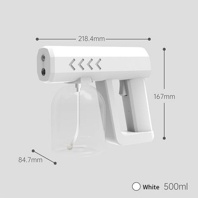380/500ml elektrinis nanodezinfekavimo purškalas USB įkraunamas belaidis pistoletas rankinis mėlynos šviesos sterilizavimo drėkinimo įrankiai