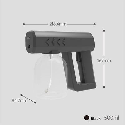 380/500ml elektrinis nanodezinfekavimo purškalas USB įkraunamas belaidis pistoletas rankinis mėlynos šviesos sterilizavimo drėkinimo įrankiai