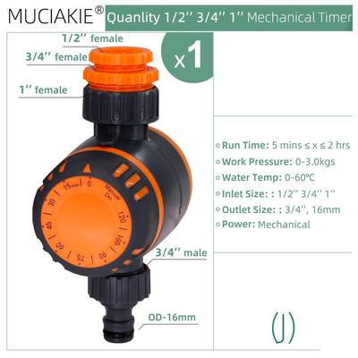 MUCIAKIE A típusú napelemes golyóscsap időzítők otthoni kert öntözés öntözés automata vezérlő vízálló 1/2 3/4'' menet