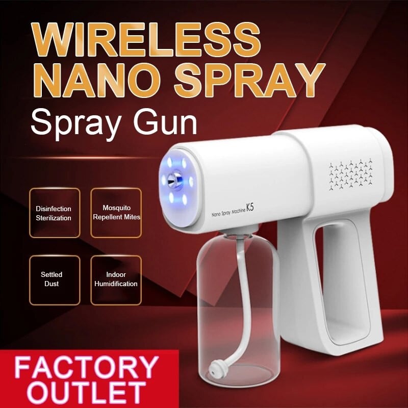 Elektromos nanokék fényű gőzspray 380ml K5Pro vezeték nélküli párásító fertőtlenítő szórópisztoly Type-C porlasztó fertőtlenítő gép