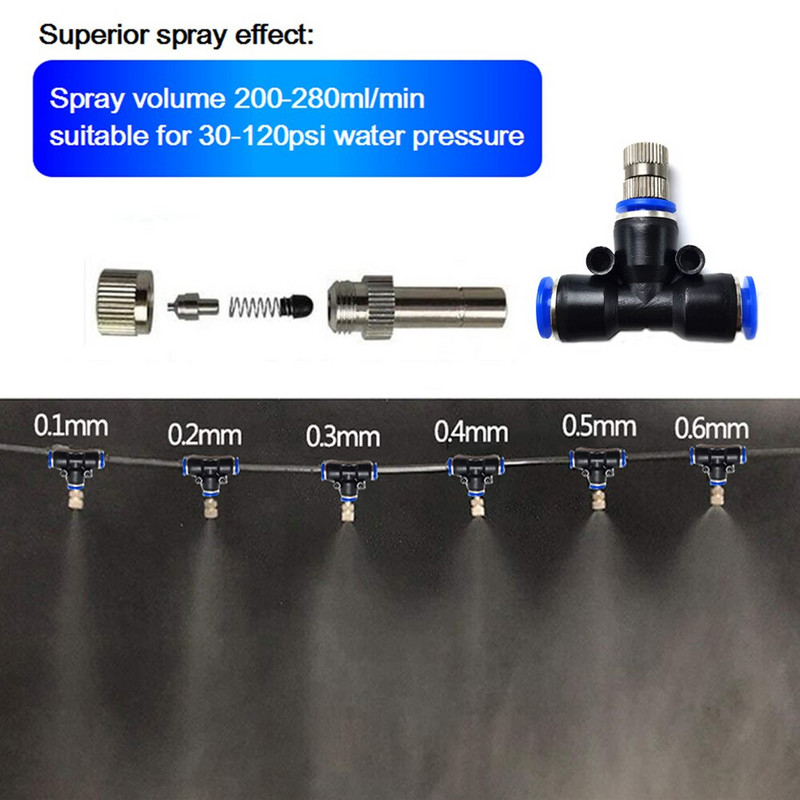 50 buc/cutie Duză de blocare rapidă cu alunecare Duze de aburire Răcire de grădină Aspersor pentru irigare Umidificare Udare Pulverizator pentru amenajare a teritoriului