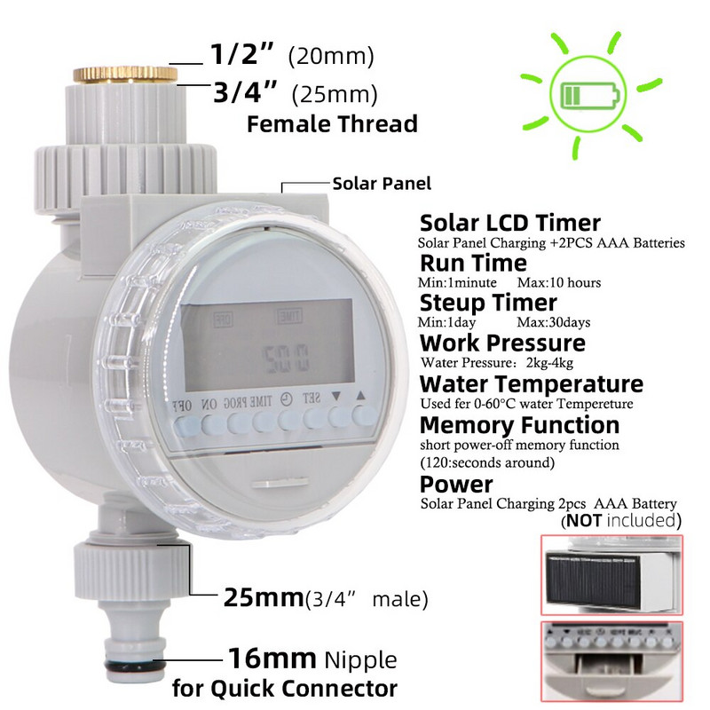 Automatikus intelligens elektronikus LCD kijelző otthoni golyóscsapos öntözés időzítő kerti vízidőzítő öntözésvezérlő rendszer
