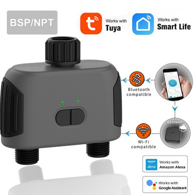 Tuya συμβατό με Bluetooth, συμβατό με WiFi, 2-Way Intelligent Water Timers Αυτόματος ελεγκτής ποτίσματος Έξυπνοι ψεκαστήρες κήπου