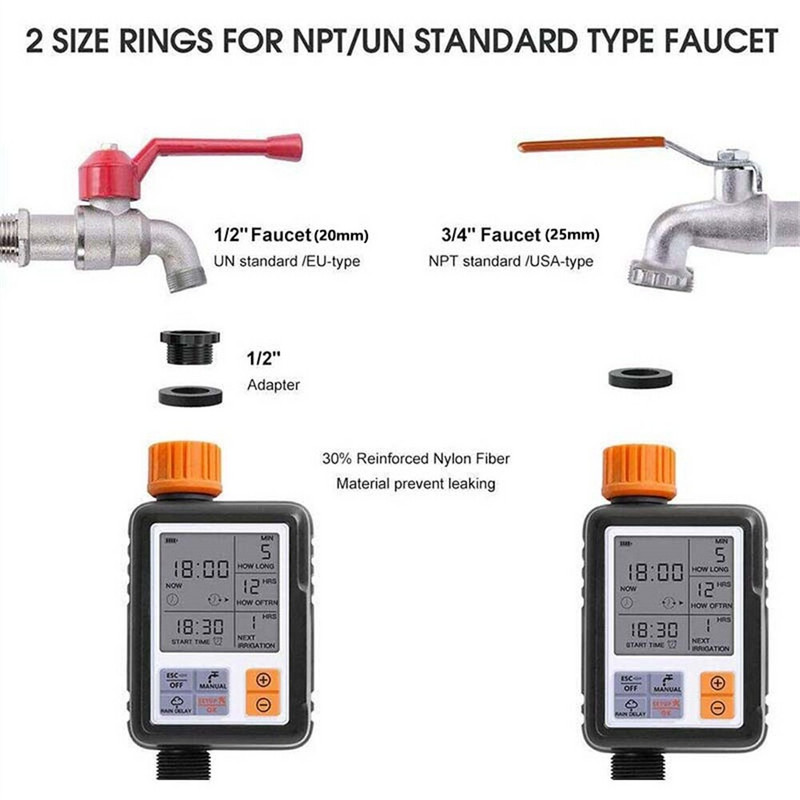 Automatinis programuojamas skaitmeninis vandens laikmatis 3 colių didelio ekrano IP65 atsparus vandeniui sodo vejos laistymo sistemos drėkinimo valdiklis