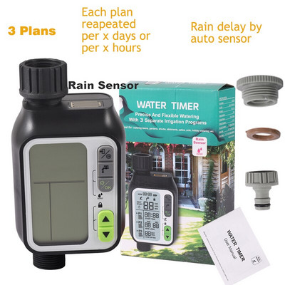 Sistem automat de control cu temporizator de udare, impermeabil pentru irigare, cu senzor de ploaie