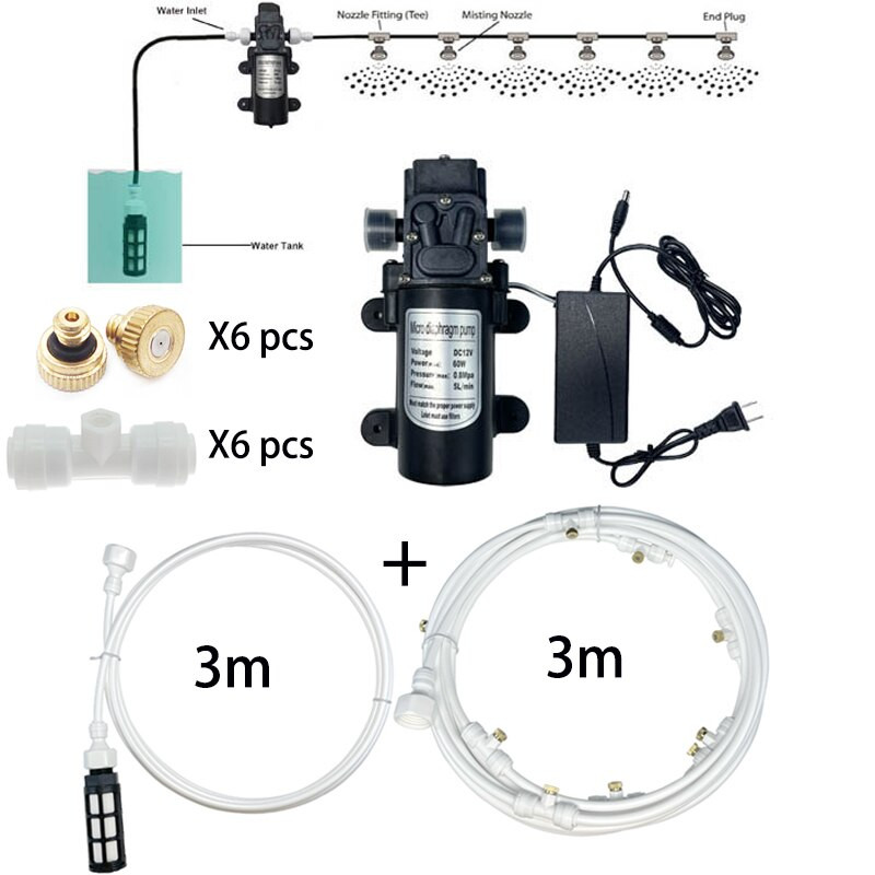 5L/min DC 12V 60W automata kapcsoló mikromembrános vízszivattyú nagynyomású ködpermet