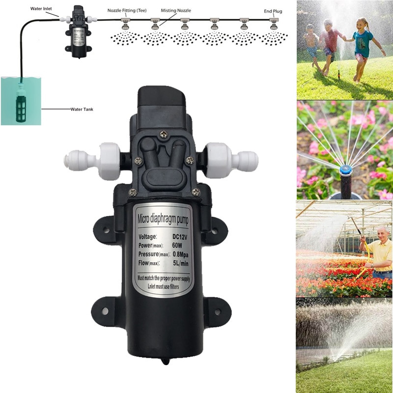 5L/min DC 12V 60W automata kapcsoló mikromembrános vízszivattyú nagynyomású ködpermet