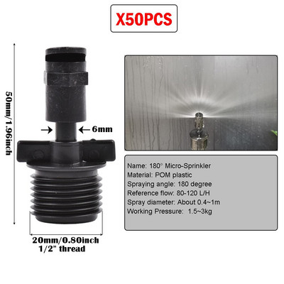 100 vnt 180 laipsnių lūžio purkštukų purkštuvai su 1/4 colio arba 4/7 mm sraigtinėmis spygliuočių jungtimis refrakcijos purškimo galvutės antgaliu