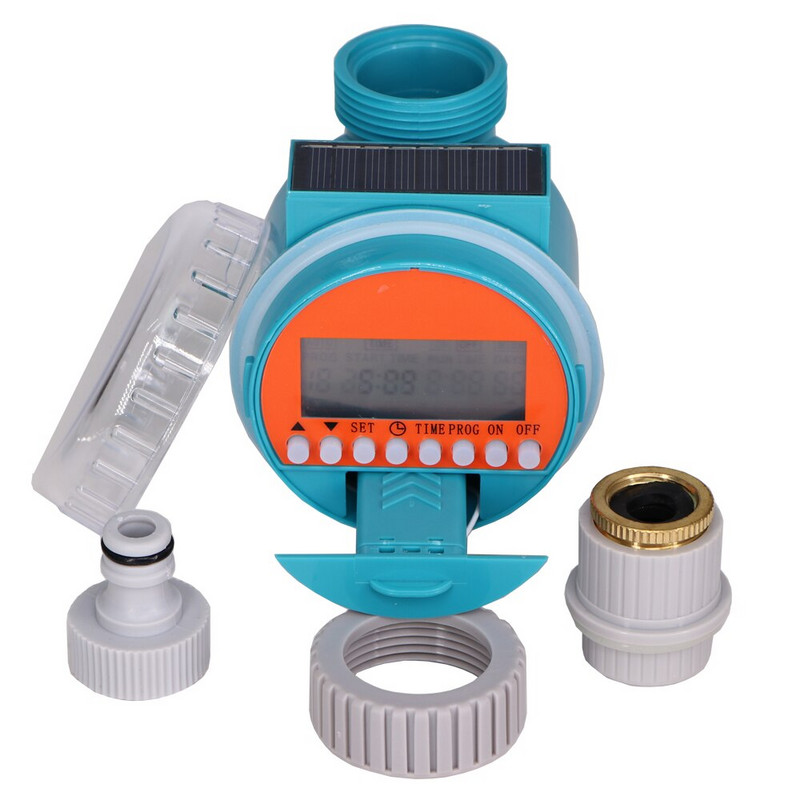 Temporizatoare de apă de grădină cu energie solară Economisire de energie LCD Controler de irigare Supapă programabilă Dispozitiv de udare a florilor pentru casă inteligentă