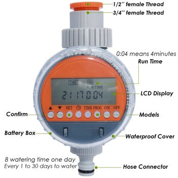 KESLA Автоматичен LCD дисплей Сферичен кран Таймер за вода Електронен контролер за капково напояване с гравитационен напоител Градина