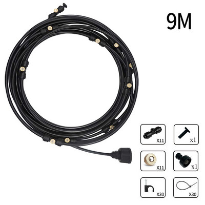 6/9/12/15/18m Sistem de pulverizare cu ceață cu apă de răcire Nebulizator de grădină pentru plante irigare prin stropire Kit de aburire în aer liber pentru seră