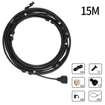 6/9/12/15/18m Sistem de pulverizare cu ceață cu apă de răcire Nebulizator de grădină pentru plante irigare prin stropire Kit de aburire în aer liber pentru seră