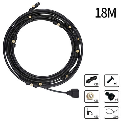 6/9/12/15/18m Sistem de pulverizare cu ceață cu apă de răcire Nebulizator de grădină pentru plante irigare prin stropire Kit de aburire în aer liber pentru seră