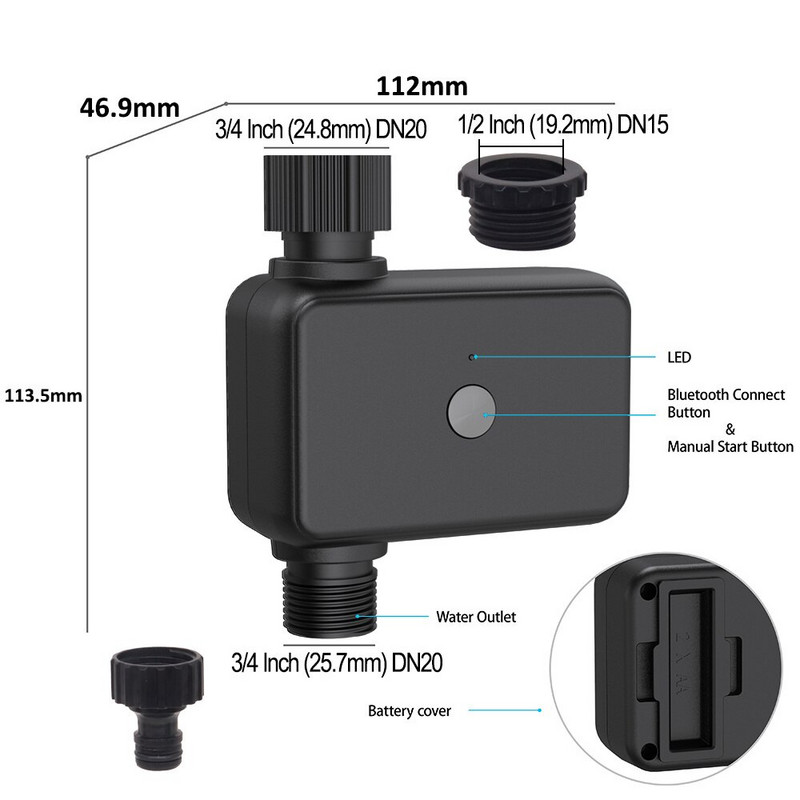 WIFI kastmistimer IP55 automaatne tilkniisutus Aiavee kontrollerklapp Google Assistant Smart Home, Alexa Bluetooth