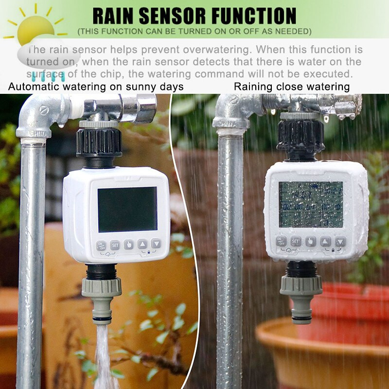 Noul temporizator de apă de grădină Temporizator de udare electronic automat cu senzor de ploaie Controler inteligent de irigare Dispozitiv de udare a florilor