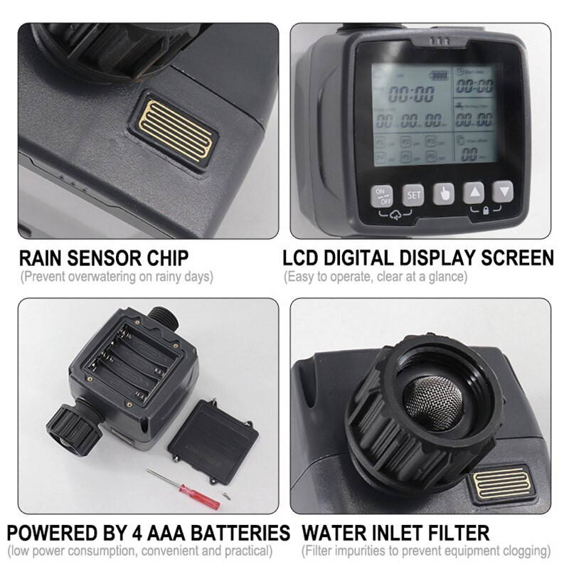 Noul temporizator de apă de grădină Temporizator de udare electronic automat cu senzor de ploaie Controler inteligent de irigare Dispozitiv de udare a florilor