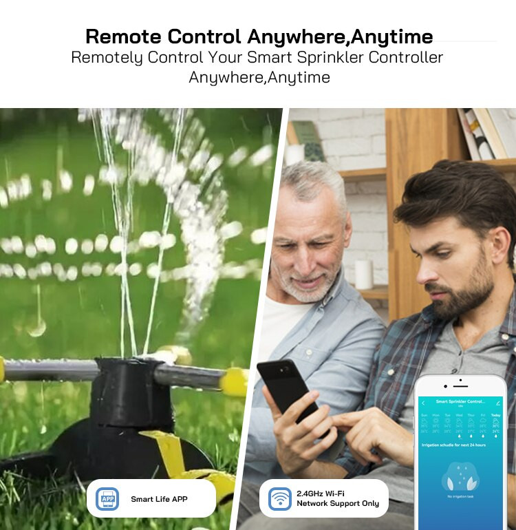 Controler inteligent de irigare WiFi Tuya pentru grădini, peluze, temporizatoare inteligente de apă, control vocal, funcționează cu Alexa Google Home