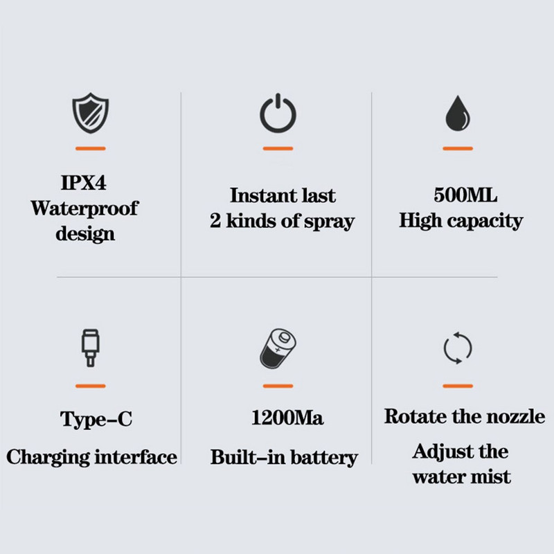 Intelligens kézi porlasztó 500 ml-es szórópisztoly Nano permetező permetező fertőtlenítő vezeték nélküli elektromos ULV Fogger gép kerti irodaszerek