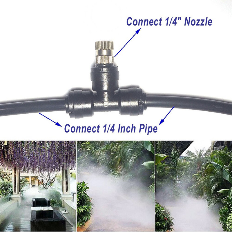 Į „pasidaryk pats“ rasojimo rinkinius yra 12 vnt. greito prijungimo antgalių rinkinys, 10 vnt. 3 krypčių jungtis, 1 vnt. galinis kištukas pavėsinės rasojimo aušinimo sistemai