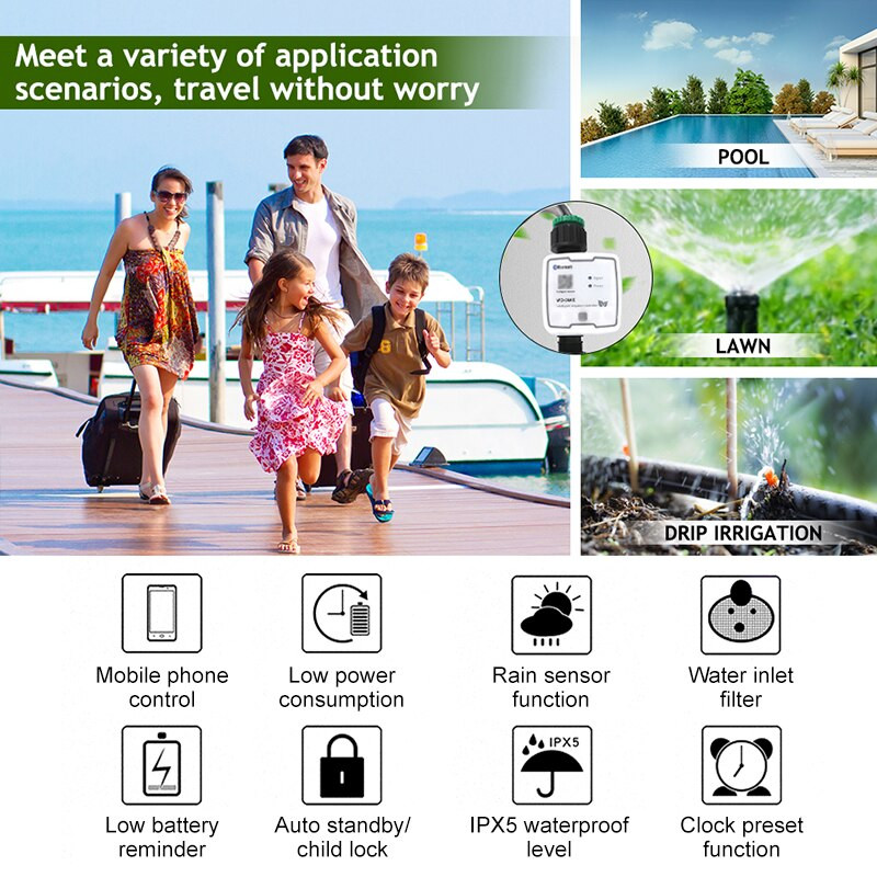 Bluetooth Wifi Gateway vízidőzítő csepegtető intelligens öntözőrendszer APP távirányítós automatikus öntözőeszköz kültéri kerti pázsithoz