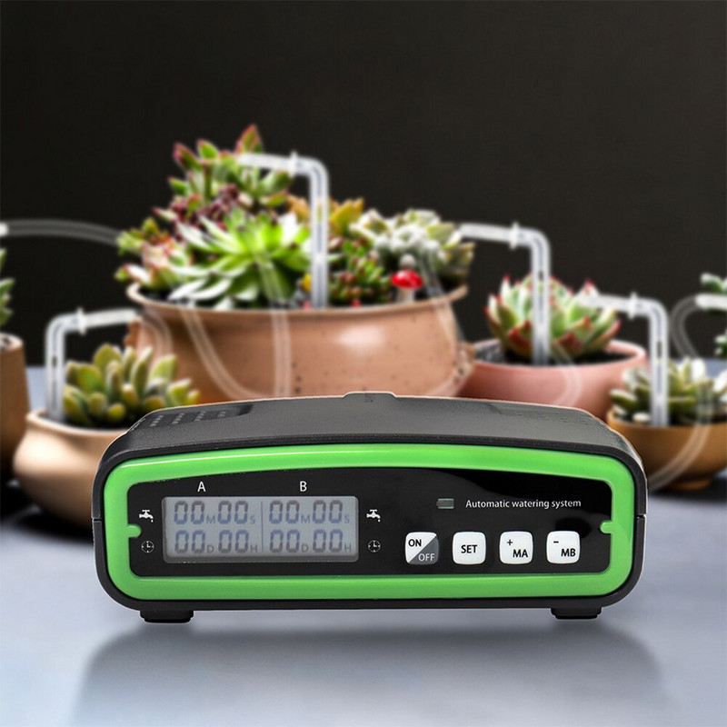 Dispozitiv de udare automat inteligent, pompa dubla, adapator temporizat, gradina, terasa, sistem de irigare prin picurare pentru 20 de flori de plante in ghiveci