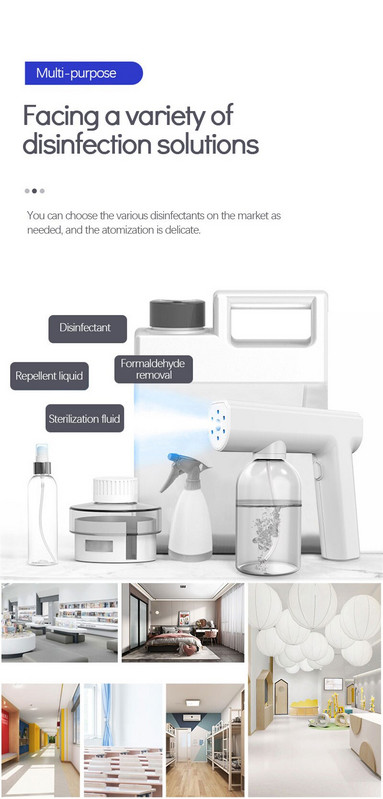 Accesorii noi de grădină 300 ml Blue Light Wireless Nano Steam Atomizer Fogger Aparat de dezinfecție Pulverizator de apă Pistoale de pulverizare cu abur