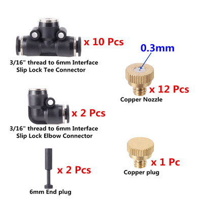 1Szett kerti öntözőködtető rendszer porlasztó fúvóka 4/6 PU csőcsatlakozó készlet kültéri terasz hűtő páratartalom porlasztó
