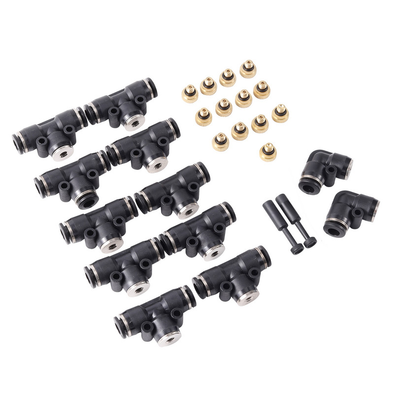 1Szett kerti öntözőködtető rendszer porlasztó fúvóka 4/6 PU csőcsatlakozó készlet kültéri terasz hűtő páratartalom porlasztó