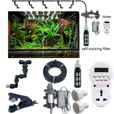 Κιτ συστήματος ομίχλης HEMAN Reptiles Aquarium Mist Sprinkler Rainforest Tank 360 Adjustable Pet Cooling System Kit