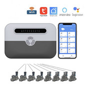 WiFi Smart Sprinkler Controller 8 Zone Kerti öntözési időzítő Intelligens öntözőrendszer Vízszelep Alexa Google Home Tuya Smart Life