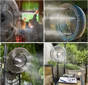 Ventilátor párásító készlet kültéri terasz szellő vízpermet hűtő kültéri ventilátor 26,2 ft kerti kellékek Otthoni kiegészítők Nyári hűvös