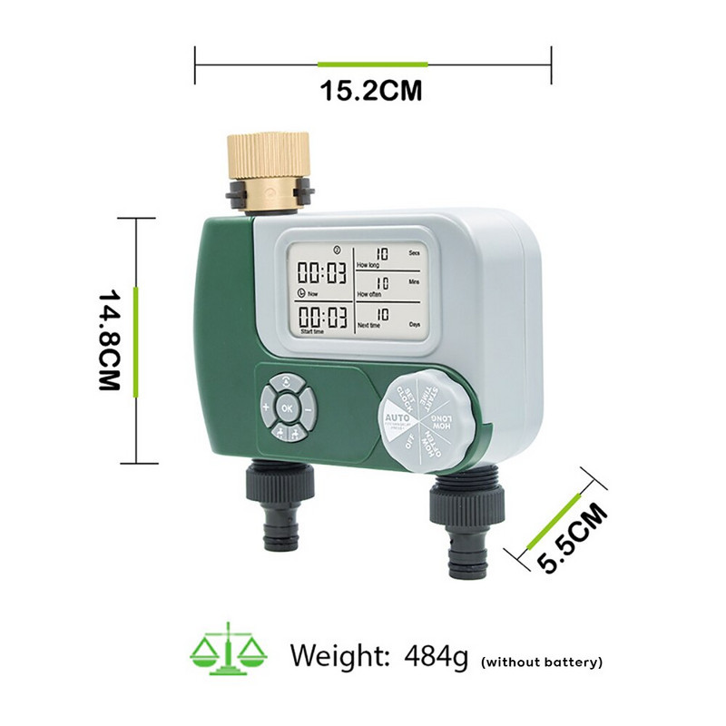 Temporizator de udare automat Programator de irigare Sistem de irigare a grădinii Stropitoare cu apă Cronometru digital pentru robinet cu furtun cu 2 ieșiri