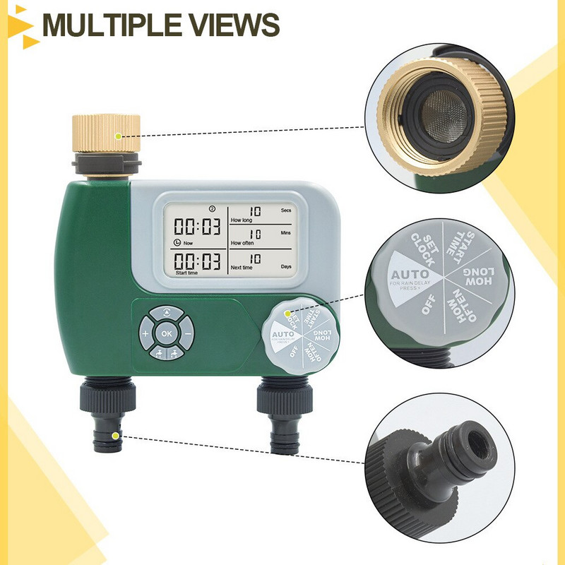 Temporizator de udare automat Programator de irigare Sistem de irigare a grădinii Stropitoare cu apă Cronometru digital pentru robinet cu furtun cu 2 ieșiri