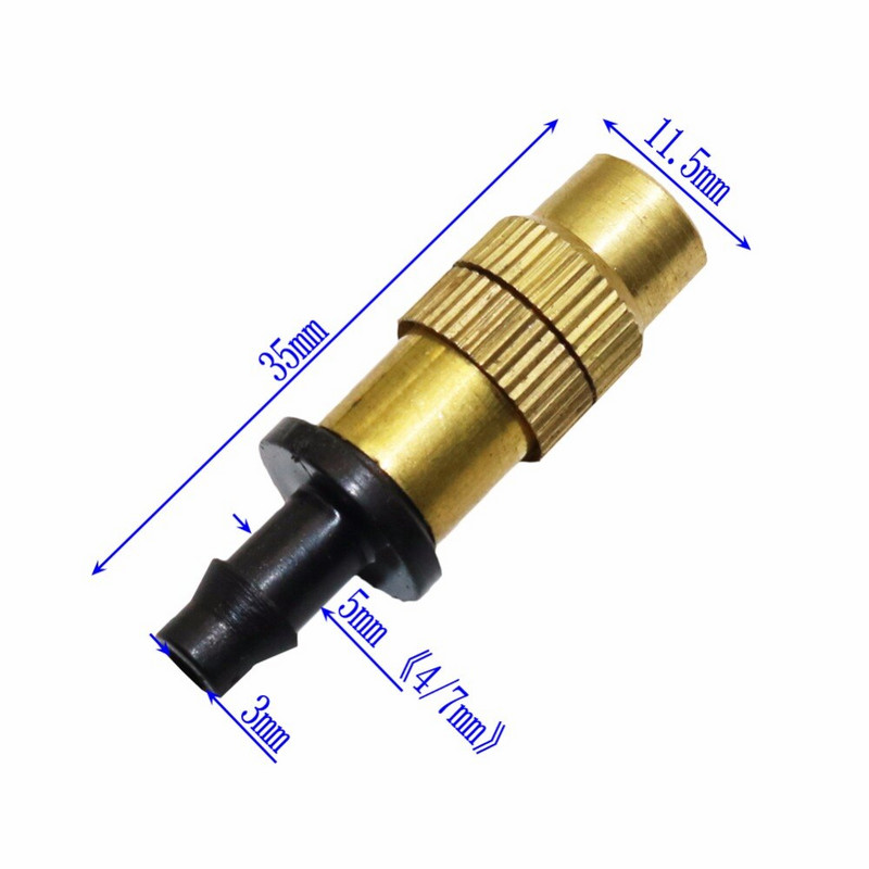 100db réz porlasztó permetező 4/7 mm-es szöges tömlő csatlakozás ködköd hűtő fúvókák kert öntözés mezőgazdaság öntöző