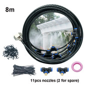 Sodo rūko vandens purkštuvo purkštukų purškimo sistema, skirta lauko aušinimui su 11 vnt žalvariniais purkštukais, 8 metrai juodi