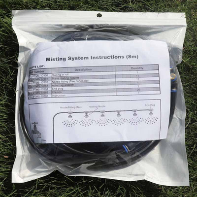 Sodo rūko vandens purkštuvo purkštukų purškimo sistema, skirta lauko aušinimui su 11 vnt žalvariniais purkštukais, 8 metrai juodi