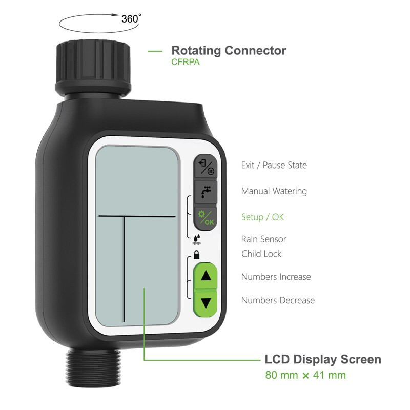 Temporizator inteligent pentru grădinărit Adăpător Temporizator digital pentru irigare Senzor de ploaie Sistem automat de udare a grădinii 3 programe separate de apă
