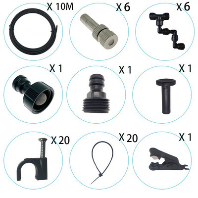 Aspersor de ceață pentru ceață Rainforest rezervor pentru animale de companie Umidificare răcire pentru sistem de aburire pentru terariu Kit 10 metri negru