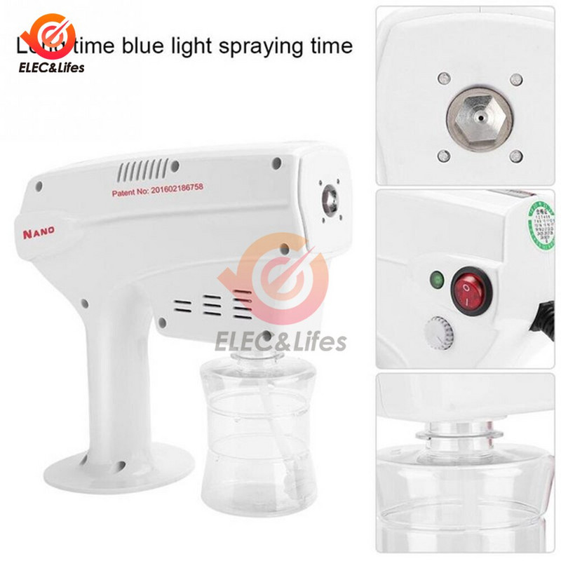AC 110-240V 260ML Blue Ray Fogger Mașină Blue Light Nano Steam Spray Gun 1200W Air Purifică Aerosoli Apa Pulverizator declanșator