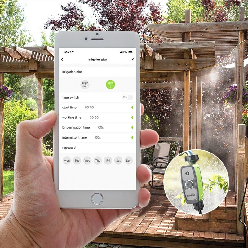 Programozható esőztető időzítő BT APP vezeték nélküli öntöző öntözőrendszer kerti tömlő csaptelep időzítő esőkésleltető vízáramlás monitor