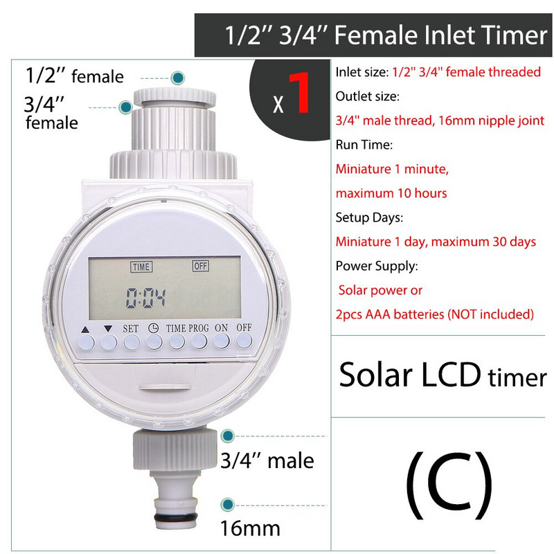 Kerti öntözés időzítő elektronikus automata öntözőrendszer LCD folyadékkristályos kijelző esőérzékelő szoláris öntözés vezérlő