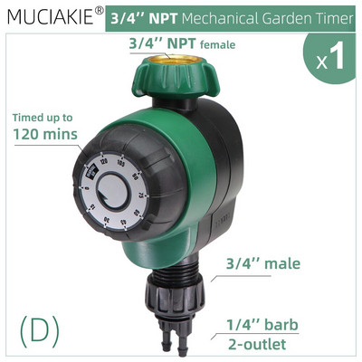 MUCIAKIE Garden USA 3/4'' NPT mechanikus öntözési időzítő 120 perces rendszer csepegtető öntözés kézi vezérlő öntöző üvegház
