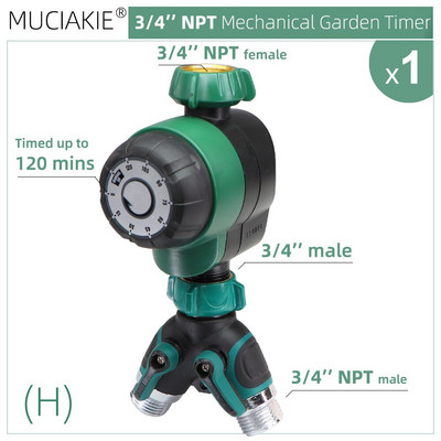 MUCIAKIE Garden USA 3/4'' NPT mechanikus öntözési időzítő 120 perces rendszer csepegtető öntözés kézi vezérlő öntöző üvegház