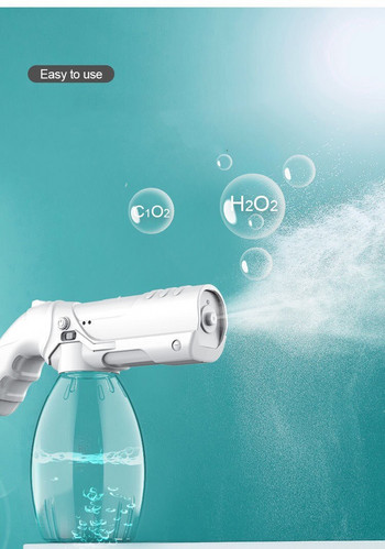 800ml Απολυμαντικό Fogger Handheld Sprayer Gun Rechargeable Nano Atomizer Electric Mist Steam Gun for Home, Office, School, Gard