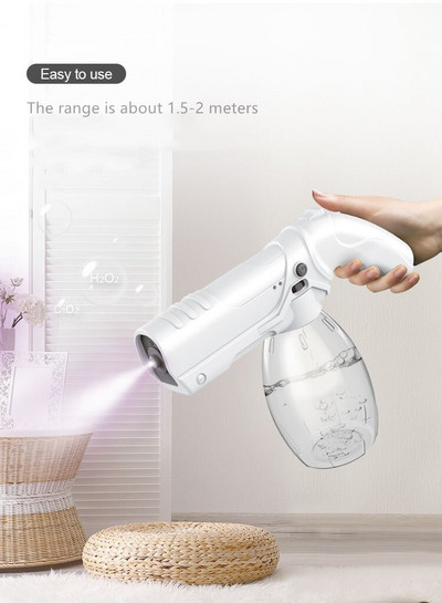 800ml Απολυμαντικό Fogger Handheld Sprayer Gun Rechargeable Nano Atomizer Electric Mist Steam Gun for Home, Office, School, Gard