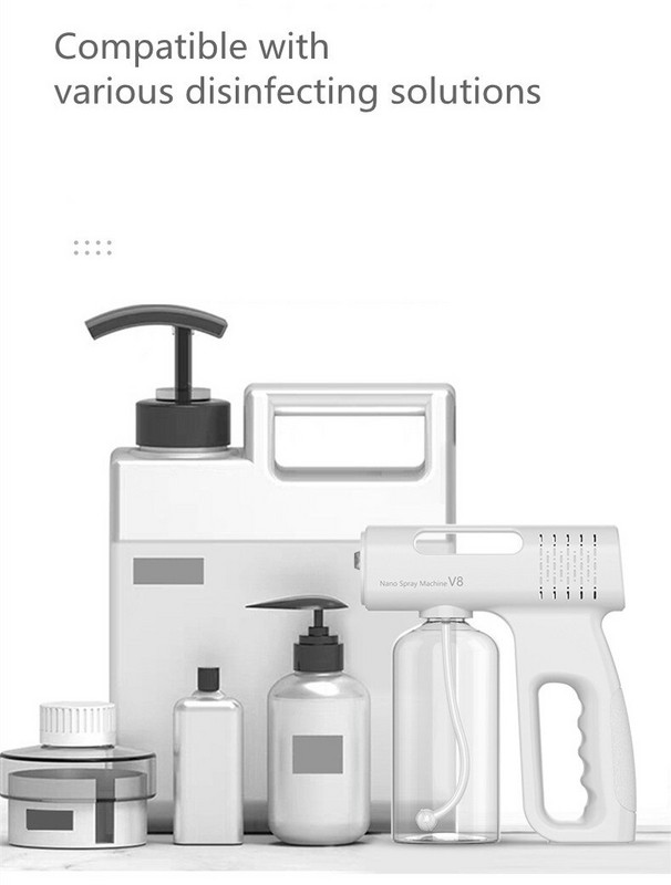V8 USB vezeték nélküli szórópisztoly Nano Blue Light fertőtlenítő permetező gőzporlasztó Fogger kézi porlasztó fertőtlenítő gép