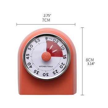 60-минутен кухненски визуален таймер без батерия Механичен часовник за обратно броене Силна аларма Магнитен инструмент за управление на времето за преподаване на игра